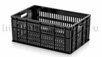 Ящик для молока, мяса, овощей и фруктов большая перфорация дно перфорированное черный