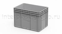 Евроконтейнер закрытые ручки/усиленное дно (серый), 600x400x420 мм