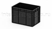 Евроконтейнер закрытые ручки/усиленное дно (черный), 600x400x420 мм