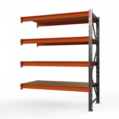 Секция приставная стеллажа металлического Оптима, 3500x1250x785 мм. Полки: 4 шт. фанера