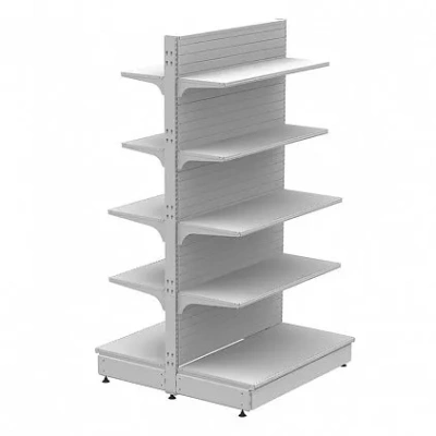 Стеллаж торговый островной отдельностоящий с плинтусами и без заглушки (1550x1000x500) 10 полок
