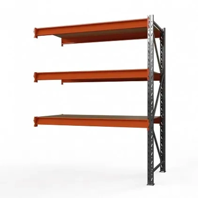 Секция приставная стеллажа металлического Оптима, 3000x1250x785 мм. Полки: 3 шт. фанера