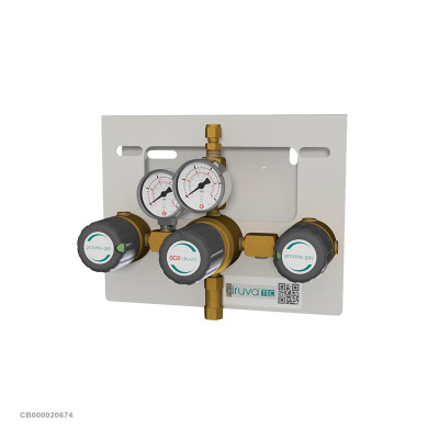 Газовая рампа кислородная перепускная GCE MTLM (DRUVA, 2 бал., двухплеч., ручн., редук., 300/20 бар) стационарн.